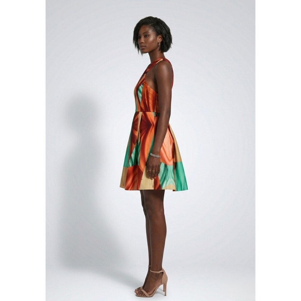 NWT AQ/AQ Multicolored Crisscross Strap Fit & Flare Mini Dress 4 | Avant-Garde - Picture 4 of 16